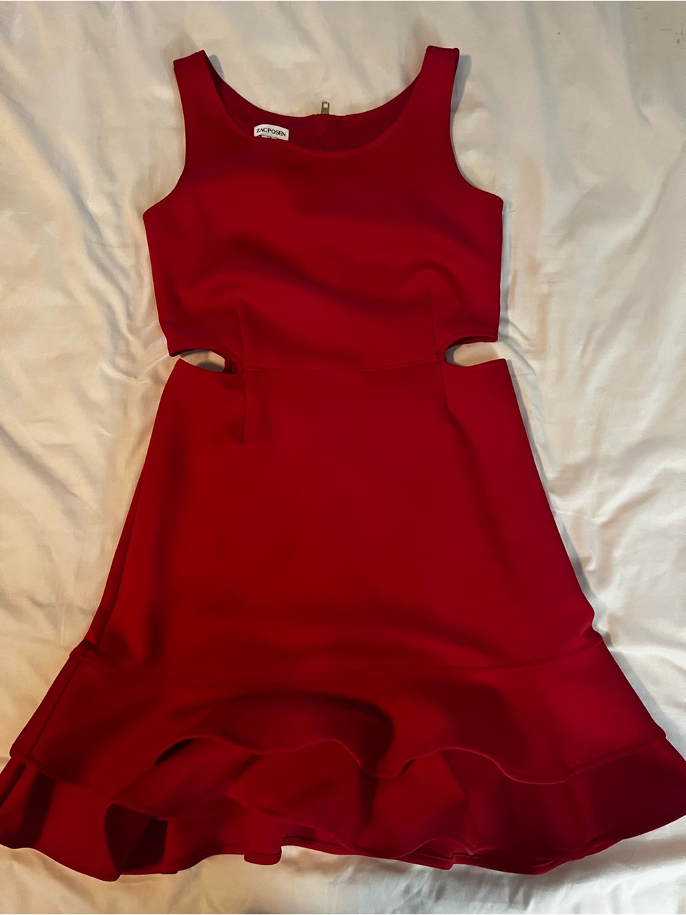 Zac Posen Red Cutout Ruffle Hem Dress for Kids
